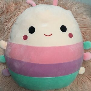 Rare Silver Tag Squishmallow 16" Manu The Pastel Striped Caterpillar. NWT.